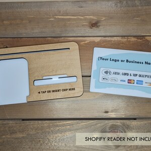 Payment Center for Shopify Tap & Chip Reader / Tap and Pay / Cash and Card Acceptance Sign / Shopify Reader Dock and Business Card Holder image 4