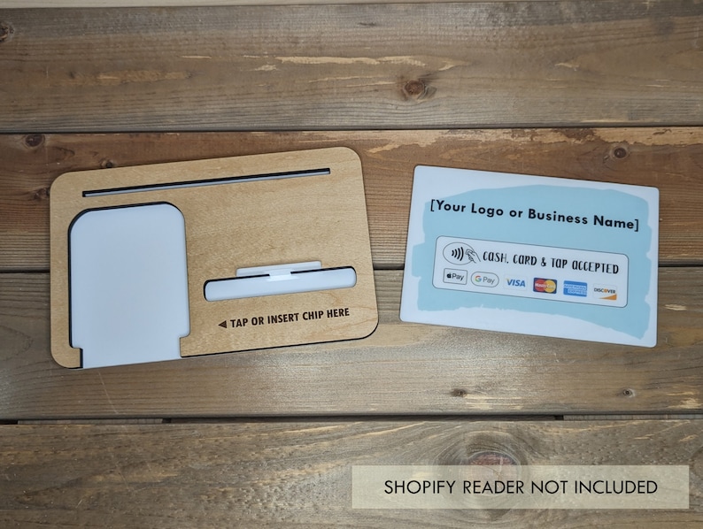 Payment Center for Shopify Tap & Chip Reader / Tap and Pay / Cash and Card Acceptance Sign / Shopify Reader Dock and Business Card Holder image 4