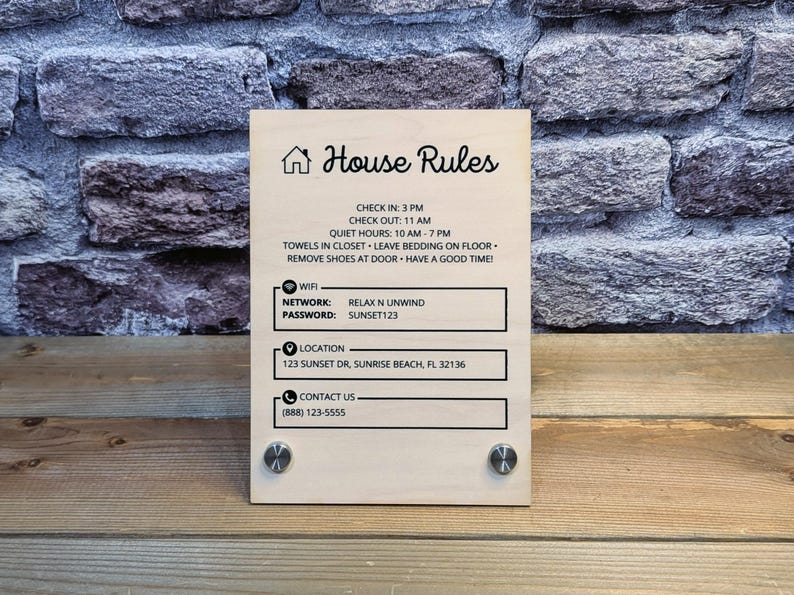 Custom Wood House Rules and Information 5x7 Sign - Etsy