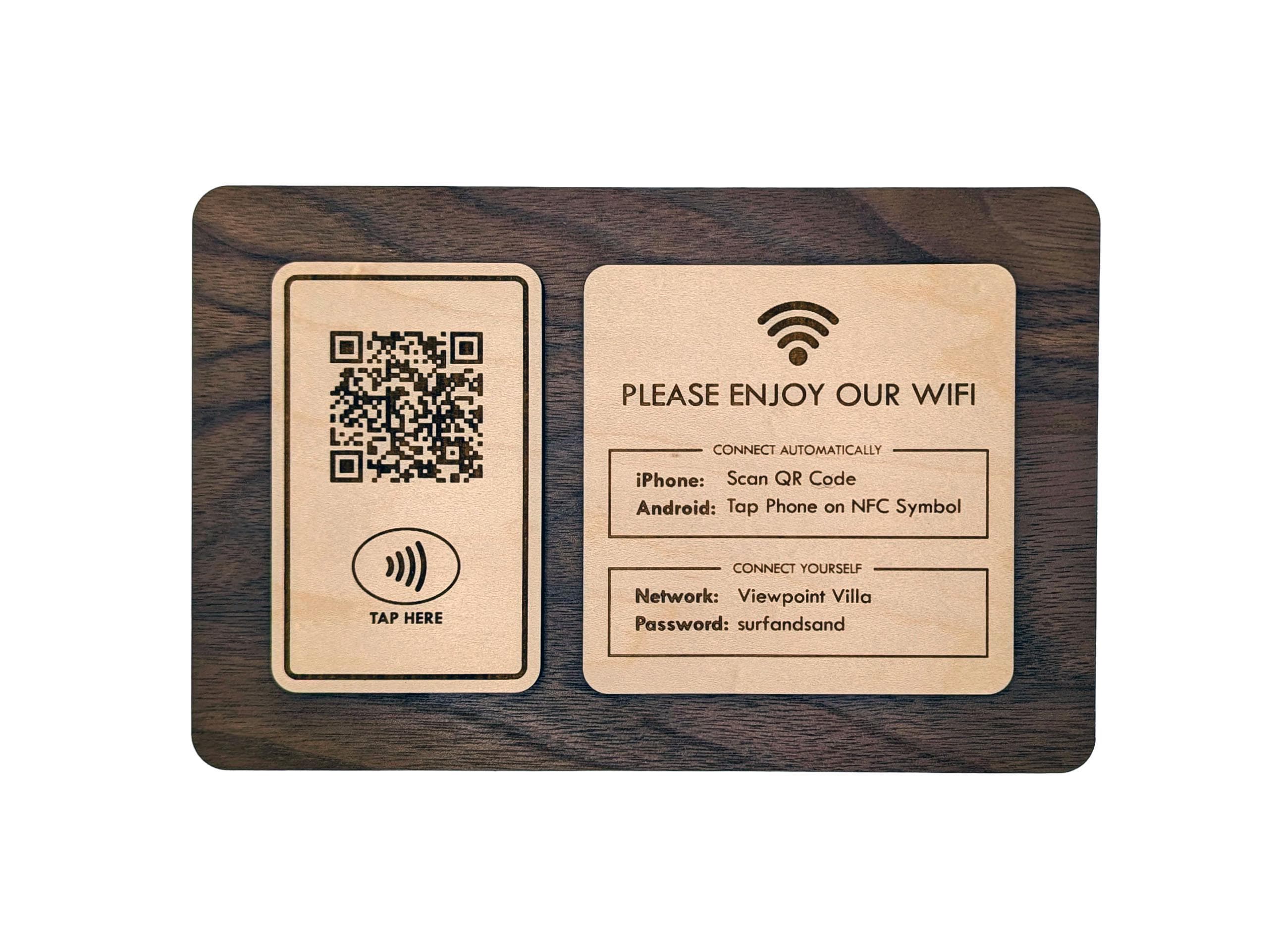 Wifi Get Connected Station - Large Wifi QR Code & NFC Tap to Connect Station Gets Your Guests Online Automatically