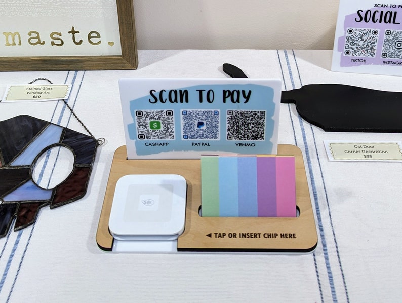 Square Reader Dock with Scan to Pay QR Code Sign
