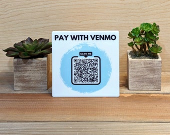 Venmo Scan to Pay Sign / Pay with Venmo Custom Printed Acrylic Tabletop Mobile Payment Sign / Flats Pack for Market and Event Vendors