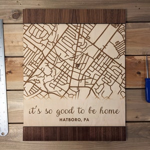 Custom Map of Your Address / Engraved Wood / Housewarming Gift / Realtor Closing Gift / Custom Wood Wall or Shelf Decor image 5