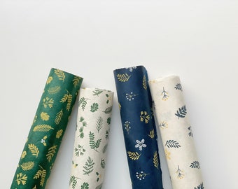 Set de papel de regalo floral (4 hojas) / Nagarjun / hecho a mano, ecológico, bordes irregulares, papel nepalí