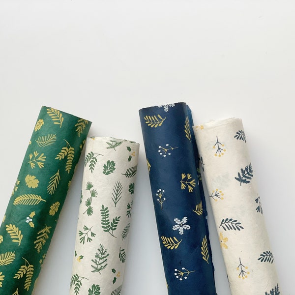 Floral Gift wrapping paper set (4 sheets) | Nagarjun | handmade, ecofriendly, deckled edges, Nepalese paper