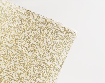 Papel para envolver regalos (2 hojas) / Gold Fern / hecho a mano, ecológico, bordes desbarbados, papel nepalí, floral, papel para envolver regalos