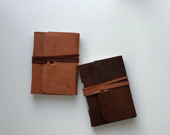 Diario de cuero - Marrón o tostado / papel hecho a mano / regalo para papá, regalo del día del padre, cubierta de cuero, diario de viaje, cuaderno con bordes desbarbados