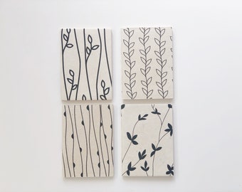 Cuadernos de papel hechos a mano A5 (4 libros) / Botánicos / Tapa blanda, Diario cosido a mano, Cuaderno en blanco, Diario en blanco, Diario Lokta, Lokta