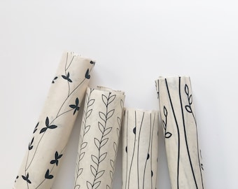 Juego de papel para envolver regalos (4 hojas) / Botanicals Maisie / hecho a mano, ecológico, bordes desbarbados, papel nepalí