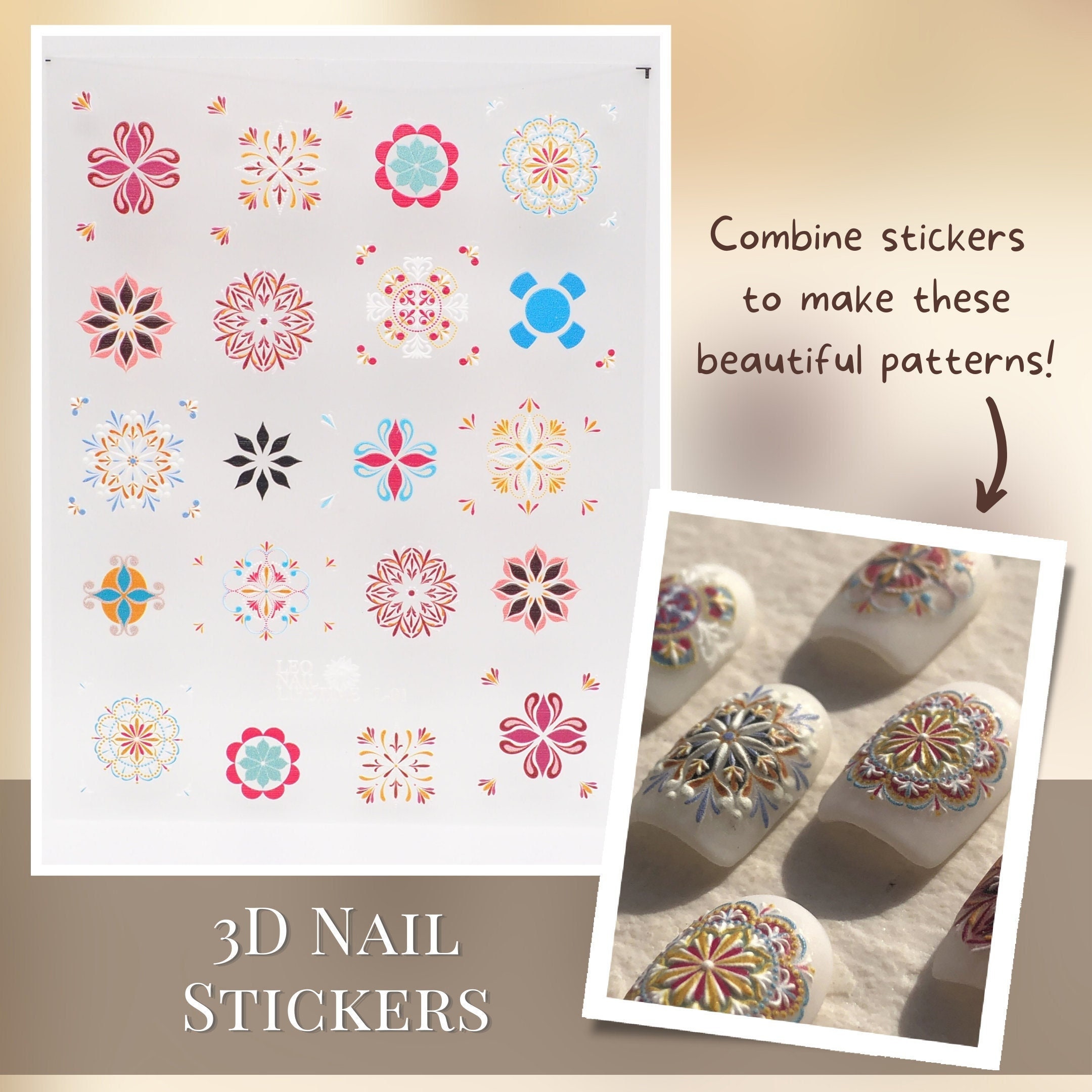 3D Nail Art Sticker Decals for Women Fingernail Decorations 4 Pcs Whit –  MODAndME