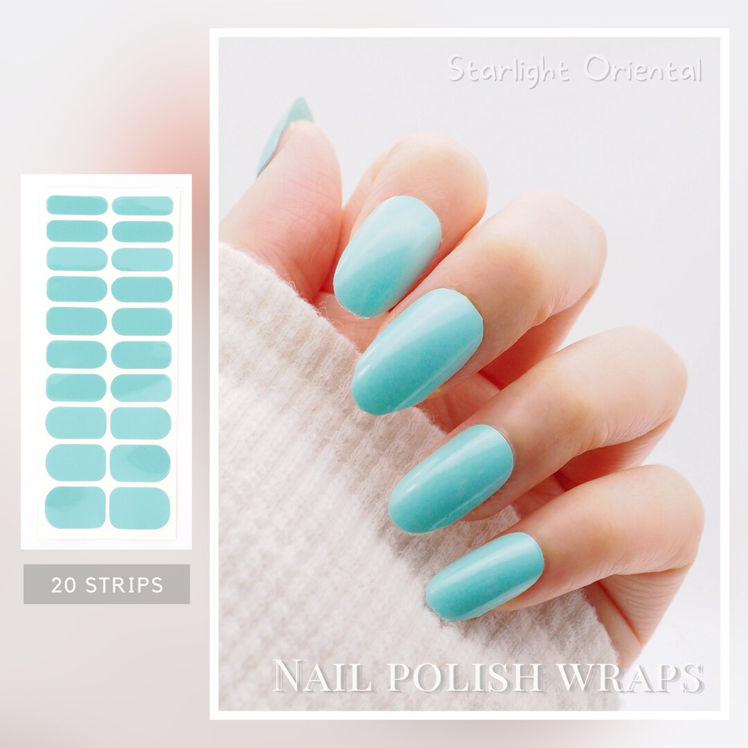 Robin Egg Blue Nail Wraps Solid Color Nail Polish Strips Etsy
