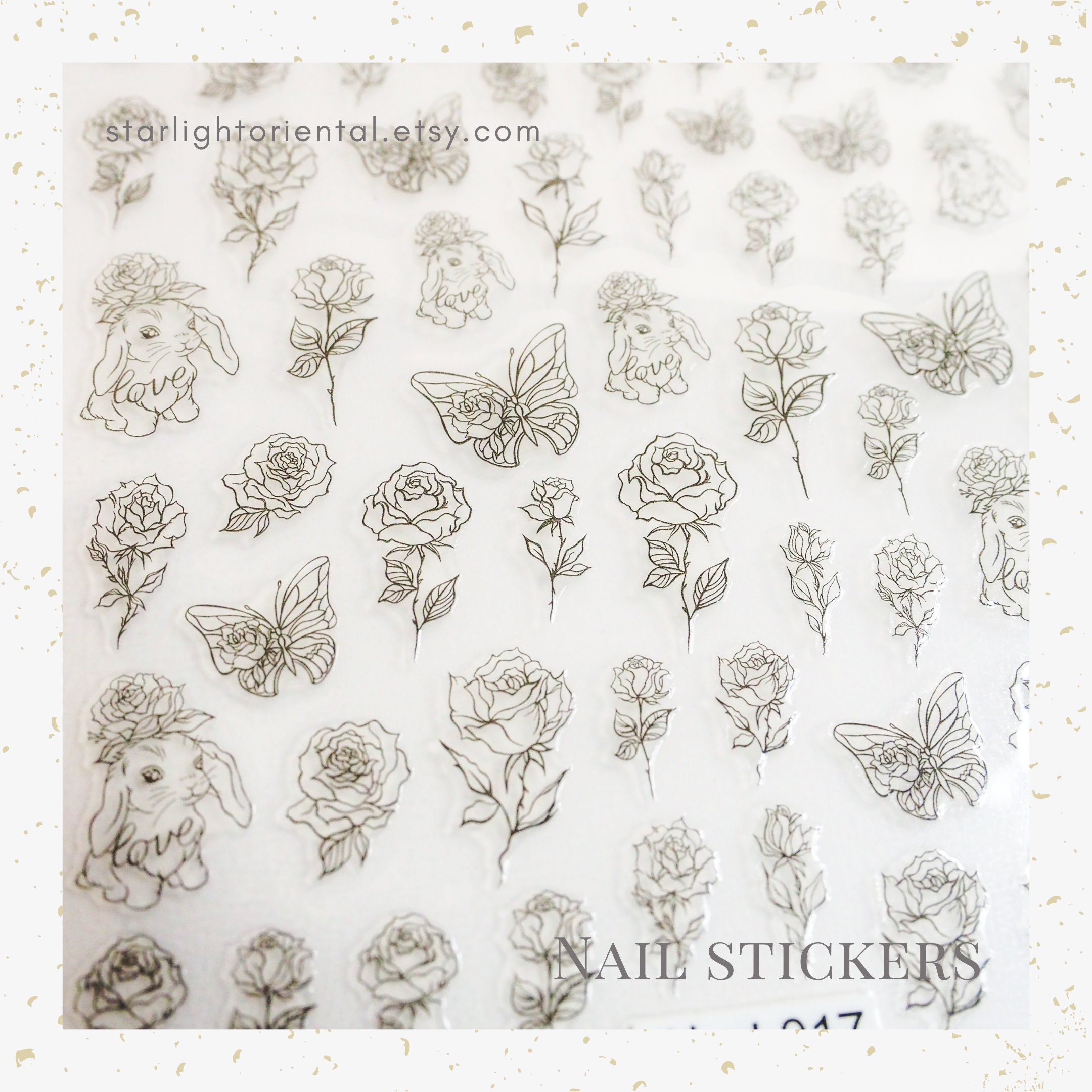 Rose Line Drawing Sticker Rose Drawing Line Art Nail Decal, Rose Nail Sticker, Butterfly, Rabbit ...