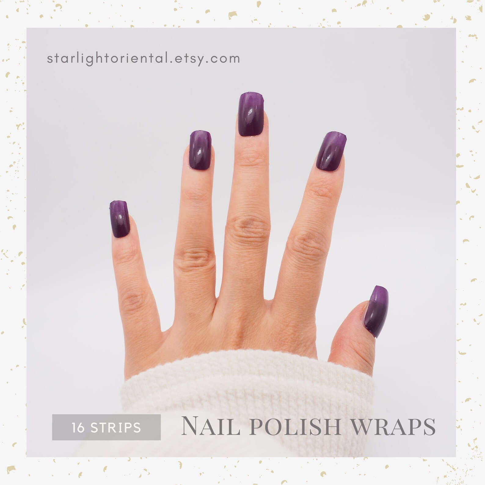 Eggplant Purple Solid Color Nail Polish Wraps Black Plum Etsy