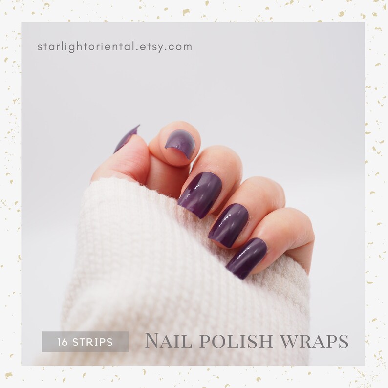 Eggplant Purple Solid Color Nail Polish Wraps Black Plum - Etsy