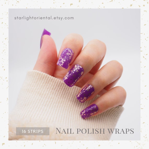 Purple Gold Snowflakes Winter Nail Wraps Violet Nail Polish - Etsy Purple Gold Snowflakes Winter Nail Wraps Violet Nail Polish - Etsy