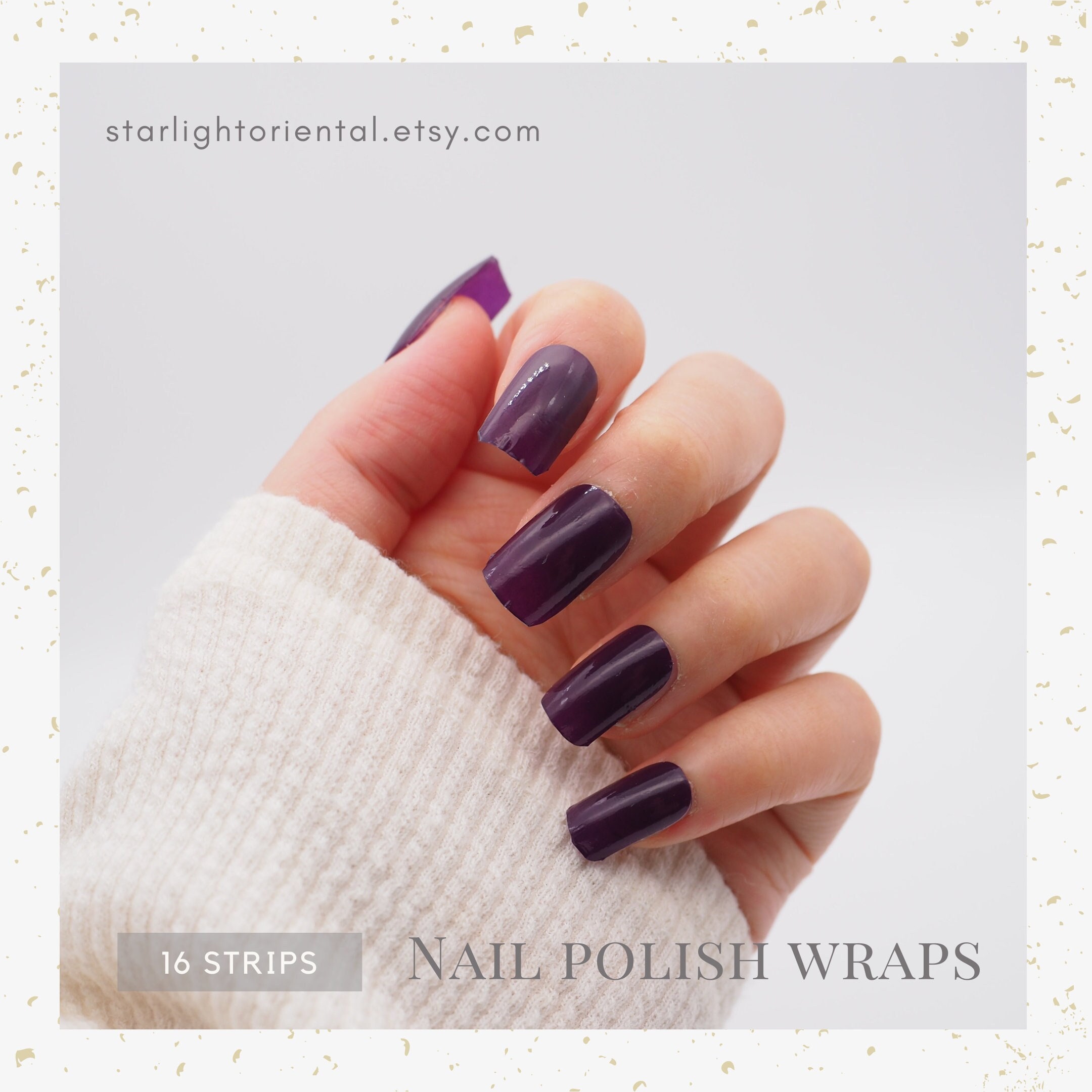 Eggplant Purple Solid Color Nail Polish Wraps Black Plum Etsy