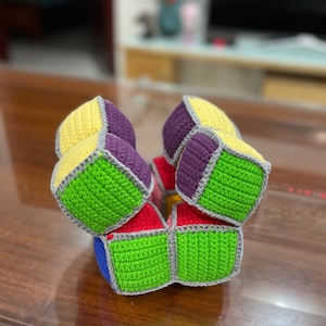 Crochet Cube Fidget Toy, Crochet Montessori Toy, Crochet Tangle Toy, Infinity Cube Fidget Toy, Infinity Cube Fidget Plush