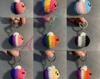 LGBT Bee keychain, Pride Bee Plush, Rainbow Bee, Lesbian, Bisexual, Omnisexual, Transgender, Pansexual, Asexual, Non-Binary, Gender Fluid