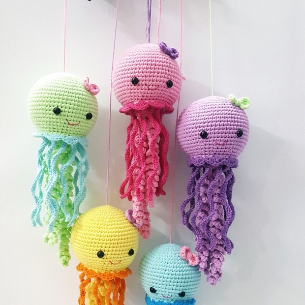 Jellyfish Crochet Doll, Handmade Jellyfish Doll, Amigurumi Jellyfish, Stuffed Plush Jellyfish, Baby Shower Gift, Car Hanger, Christmas Decor