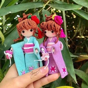 Amigurumi Japanese Kimono Vintage Girl, Crochet Kimono doll, Handmade Japanese Doll, Keepsake Doll, Personalized Doll, Cultural Doll