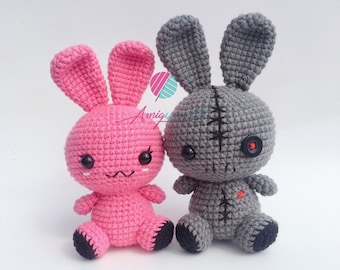 Crochet Voodoo Doll, Crochet Voodoo Bunny, Halloween Bunny, Crochet Bunny Black, Amigurumi Voodoo, Amigurumi Halloween, Voodoo Keychain