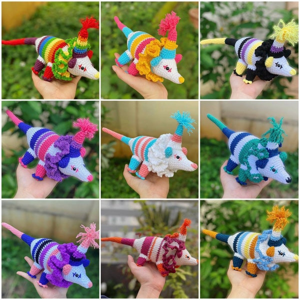 Clown Opossum Crochet, Opossum Plush, Opossum Stuffed Animal, Opossum Pride, Crochet Pride, Pride Plush, Lgbtq Pride