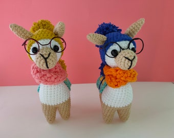 Crochet Couple Alpaca, Couple Crochet Hipster Llama, Plushies Alpaca Llama, Handmade Alpaca Llama Doll, Amigurumi Alpaca Llama