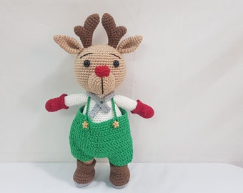 Crochet Christmas Deer, Handmade Deer, Amigurumi Deer, Stuffed Plush Deer, Crochet Reindeer, Soft Deer Doll, Deer Toy, Christmas Decor