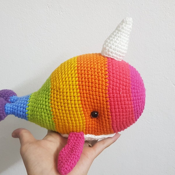 Narwhal Crochet Doll, Rainbow Narwhal Plush, Amigurumi Narwhal, Narwhal Stuffed Animal, Handmade Narwhal, Narwhal Soft Toy