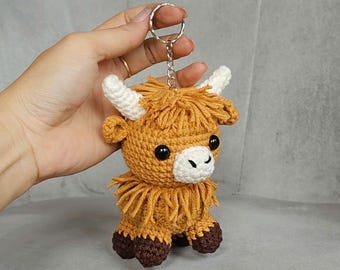Crochet Highland Cow, Highland Cow Keychain, Highland Cow Plush, Stuffed Highland Cow, Highland Cow Toy