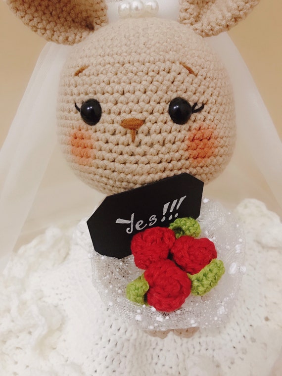 ドレスの女の子うさぎ　カップル　あみぐるみ　2人セット　手編み　ハンドメイド うさぎの着せかえ ドレスアップ・バニー』 #アップルミンツ