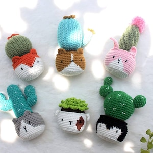 Set of 3 Crochet Pet Cactus, Amigurumi Cactus, Mini Cactus Decor, Forever Plant, Stuffed Cactus, Cactus Plush, Crochet Succulents