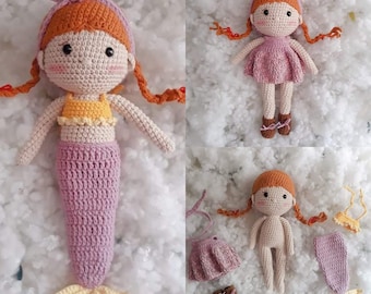 Bambola sirena all'uncinetto, bambola sirena di peluche, principessa sirena amigurumi, giocattolo sirena