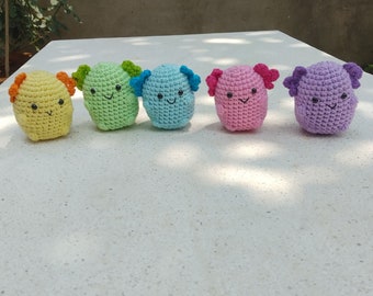 Crochet Axolotl Keychain, Baby Axolotl, Tiny Axolotl, Axolotl Plush, Stuffed Axolotl, Axolotl Figure, Mini Axolotl