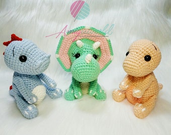 Dinosaur Crochet Doll, Stuffed Plush Dinosaur, T-rex Crochet Doll, Brontosaurus Crochet Doll, Triceratops Crochet Doll, Handmade Dinosaur