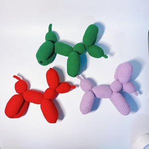 Balloon Dog Crochet, Balloon Dog Plush, Stuffed Balloon Dog, Dog Balloon Animal, Puppy Balloon Animal, Amigurumi Balloon Dog