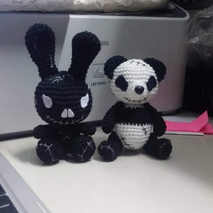 Crochet Teddy Bear, Crochet Voodoo Bunny, Voodoo Bear Crochet, Halloween Crochet Doll, Zombie Crochet Doll, Crochet Bunny Black