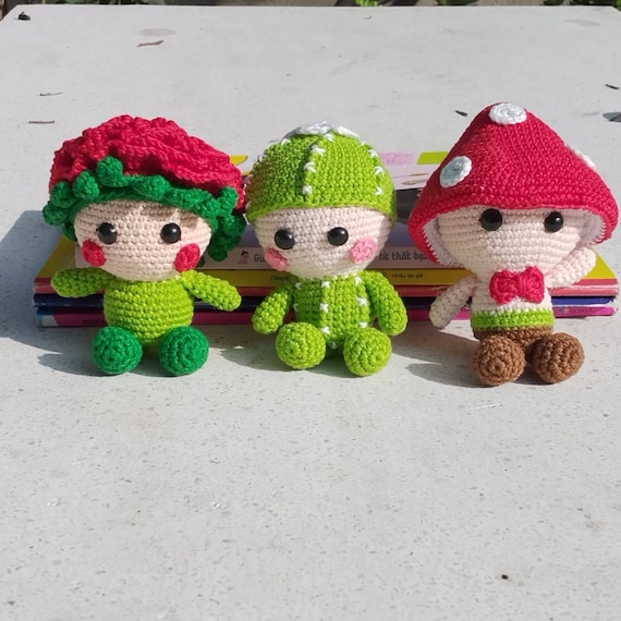 Gehkelter Pilz Puppe, gehkelte Rose Blume, gehkelter Kaktus,  handgemachter Amigurumi Kaktus, handgemachter Amigurumi Pilz, gefllte Kaktus  Puppe - Etsy sterreich