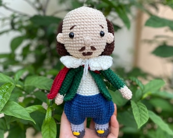 Crochet Shakespeare, Shakespeare Doll, Shakespeare Plush, Stuffed Shakespeare, Shakespeare Figure, Shakespeare Toy
