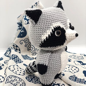 Crochet Raccoon Doll, Handmade Raccoon Doll, Amigurumi Raccoon Doll, Stuffed Plushies Raccoon, Soft Raccoon Doll, Stuffed Plush Animal