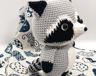 Crochet Raccoon Doll, Handmade Raccoon Doll, Amigurumi Raccoon Doll, Stuffed Plushies Raccoon, Soft Raccoon Doll, Stuffed Plush Animal