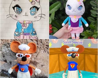 Custom Plush Commission, Custom Plush Doll, Custom Crochet Doll, Custom Stuffed Animal, Custom Plush from Drawing, Custom Doll From Photo
