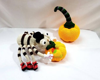 Halloween Spider and Pumpkin, Spider and Pumpkin Crochet, Crochet Spider, Spider and Pumpkin Plush, Amigurumi Spider and Pumpkin