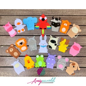 Set of 5 Animal Finger Puppets, Felt Finger Puppets, Montessori Baby Toys , Woodland Animal Puppets, Felt Animal, Play Set Toys, Animal Doll