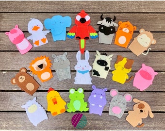 Set of 5 Animal Finger Puppets, Felt Finger Puppets, Montessori Baby Toys , Woodland Animal Puppets, Felt Animal, Play Set Toys, Animal Doll