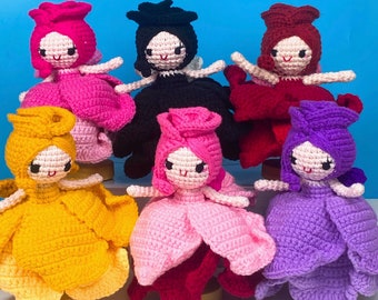 Reversible Rose Fairy Amigurumi, Crochet Rose, Rose Stuffed Plush, Crochet Fairy Doll, Crochet Flower Gift