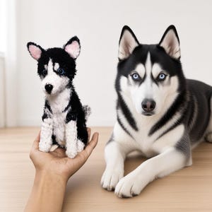 Individuell gestalteter Stoffhund, personalisiertes Kuscheltier, personalisiertes Hunde-Plüschtier, personalisiertes Hunde-Geschenk, personalisiertes Haustier-Plüschtier, Haustier-Stofftier, individuell gestalteter gehäkelter Hund