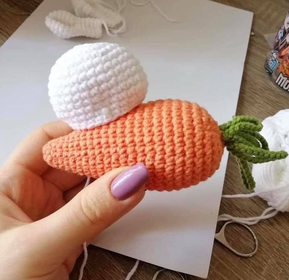 Crochet Bunny Rabbit and Carrot Doll, Handmade Bunny Rabbit, Amigurumi ...