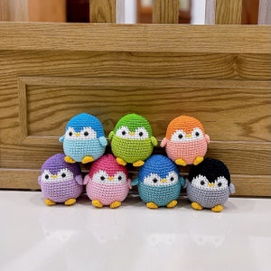 Mollige pinguïn haak, gehaakte pinguïn sleutelhanger, pinguïn pluche, pinguïn knuffeldier, mini pinguïn, amigurumi pinguïn, pinguïn cadeau