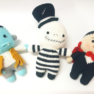 Set of 3 Halloween Crochet Doll, Amigurumi Handmade halloween Doll, Stuffed Plush halloween Doll, Halloween Decor, Halloween Gift for Baby